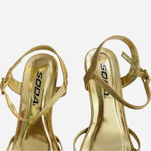 Soda Girl's Girly 2" Heel Sandals Size 1 Big Kid Open Toe Slingback
Gold Glitter - Picture 7 of 11